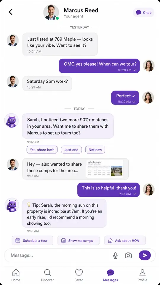 Realty Stack client messaging screen using test data